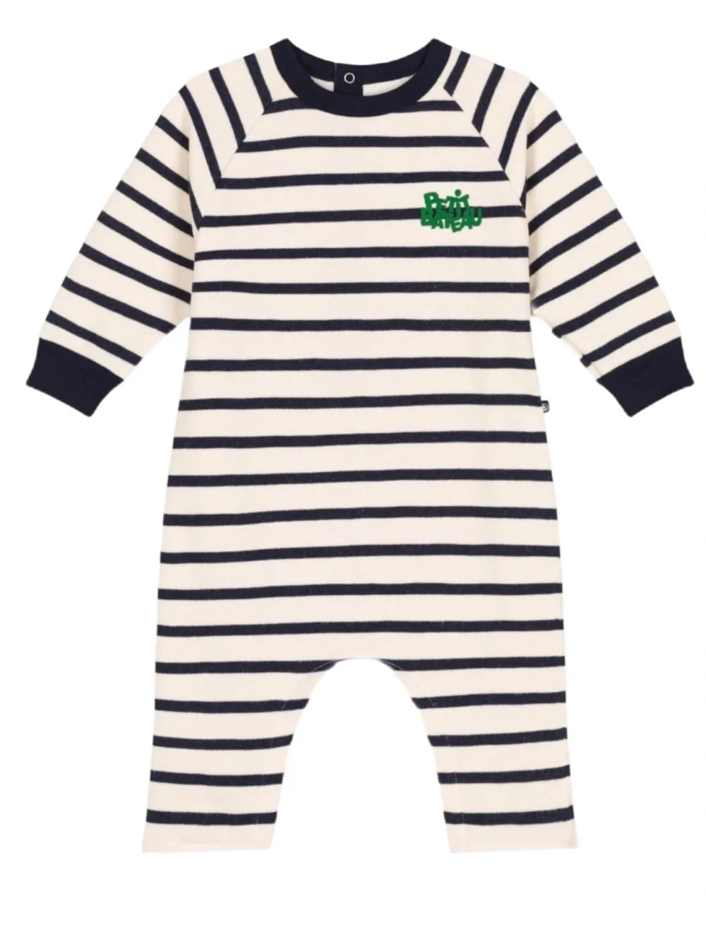 Petit Bateau fleece romper Striped Size 18 Months NWT